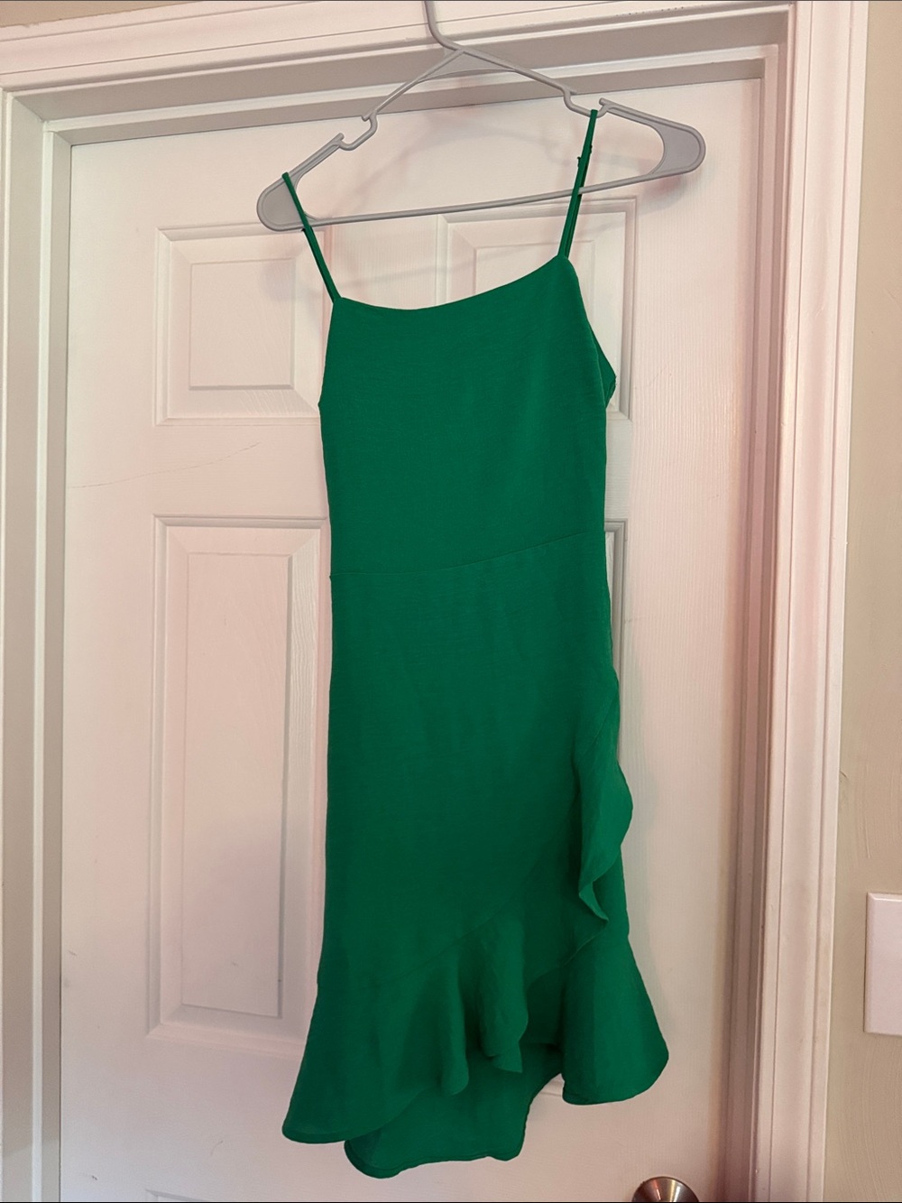 Monteau Emerald Green Ruffle Midi Slip Dress